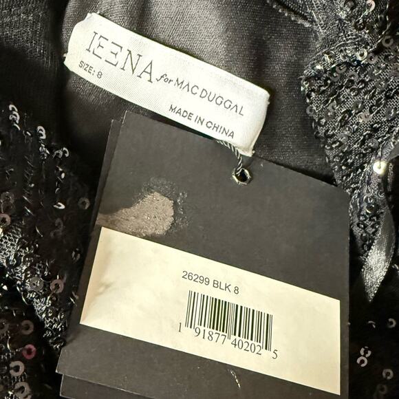 Ieena for Mac Duggal Black Long Sleeve Ruffle Tiered Midi Dress Women’s Sz 8 - Picture 7 of 9